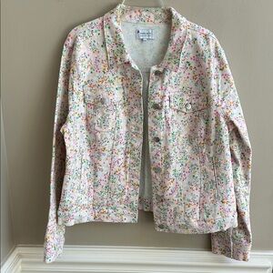 Crown & Ivy Floral Denim Pastel Jacket Size XL
